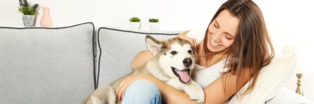 COMFORT Woman sitting with her dog shutterstock
